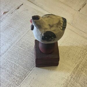 Rustic Chicken Figurine on Base